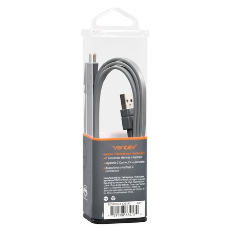Ventev Chargesync USB A to USB C 2.0 Cable 3.3ft, Gray TYPEACCABGRYVNV